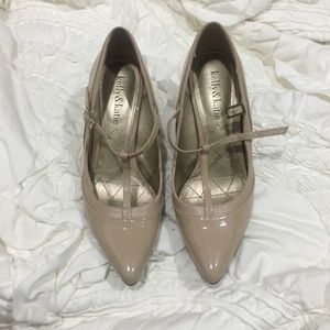 Nude pointed toe heels